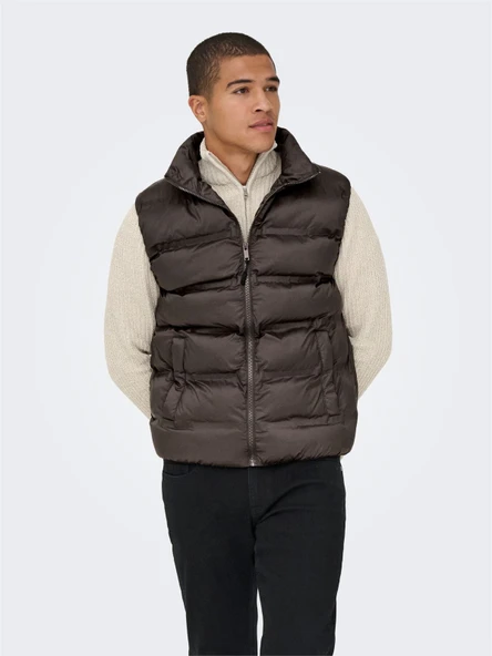 Only & Sons   ONSUNION SEAMLESS LIFE PUFFER VEST OTW Erkek Kahverengi Yelek - 22034830 ürün görseli 1
