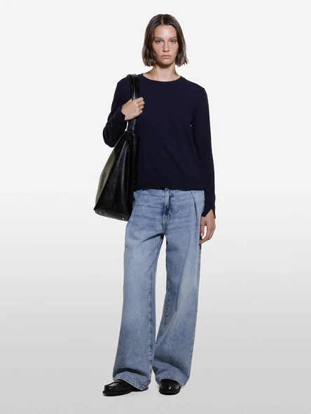 Sisley   Kaşmir Karışımlı Regular Fit Kazak Kadın Lacivert Kazak - 325A102HM100F ürün görseli 1