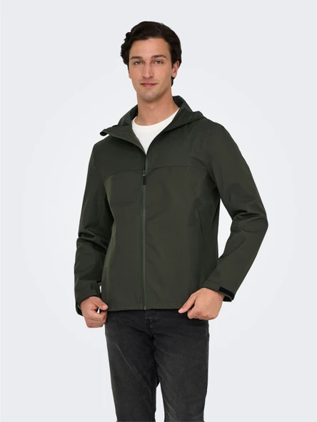 Only & Sons   ONSLUKE WATERPROOF JACKET OTW VD Erkek Gri Mont - 22031606 ürün görseli 1
