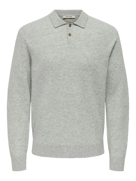 Only & Sons   ONSJAY REG LS POLO KNIT Erkek Gri Kazak - 22033770 ürün görseli 1
