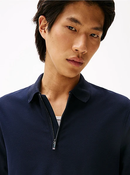 PTTAVM: Tommy Hilfiger DC PERFORMANCE ZIP POLO Erkek Mavi Polo