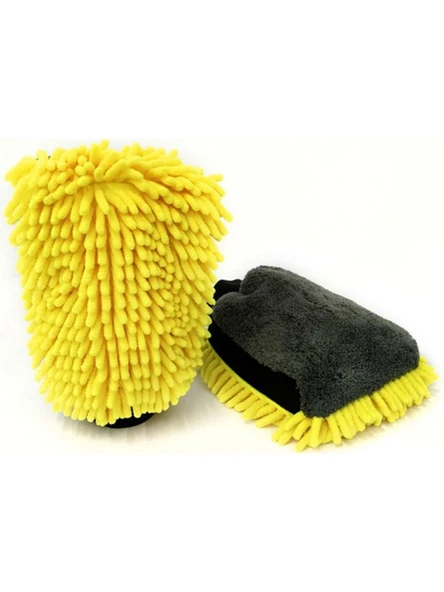 Araba Oto Yıkama Temizlik Eldiveni Süngeri Peluş Büyük Boy Çift Yüzeyli 22x19cm ürün görseli 1
