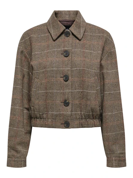 Only   ONLRICCA LIFE CHECK JACKET OTW Kadın Kahverengi Dış Giyim - 15356760 ürün görseli 1