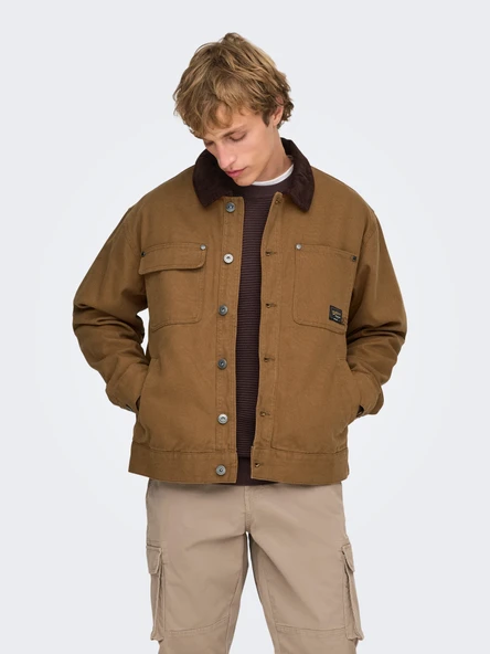 Only & Sons   ONSTIMBER COTTON JACKET OTW Erkek Kahverengi Mont - 22035717 ürün görseli 1