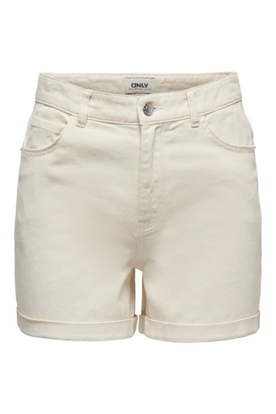 Only   ONLVEGA HW MOM DNM SHORTS NOOS Kadın Bej Denim Şort - 15230571 ürün görseli 1