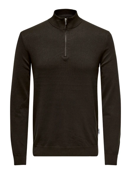 Only & Sons   ONSWYLER LIFE REG 14 HALF ZIP KNIT NOOS Erkek Brown Kazak - 22021264 ürün görseli 1