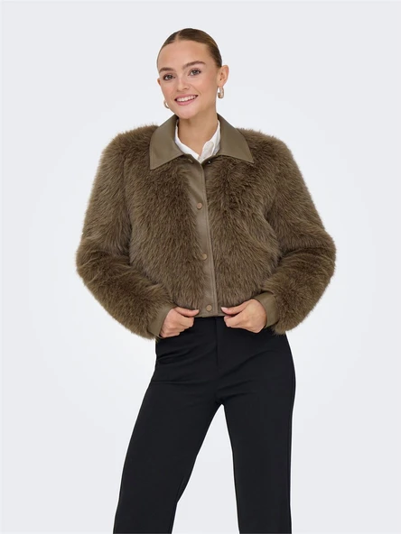 Only   ONLYUMI LIFE FAUX FUR JACKET OTW Kadın Kahverengi Mont - 15356776 ürün görseli 1