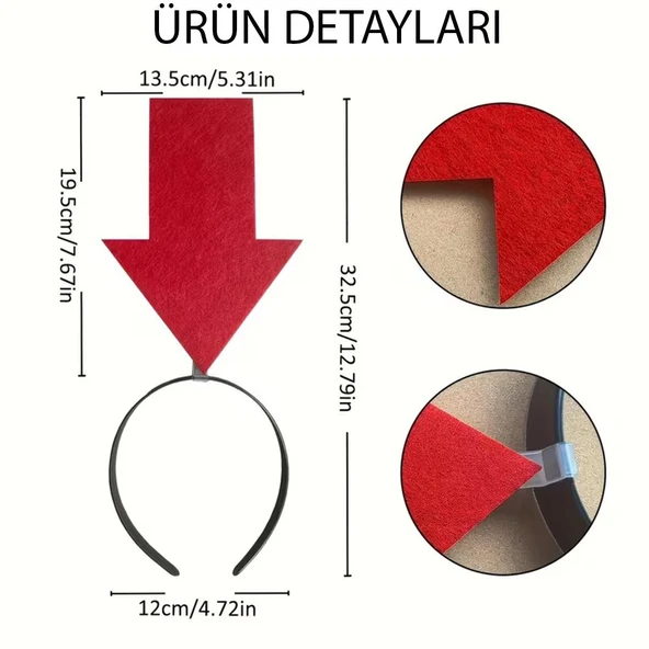 Kişiselleştirilebilir Ok Taç - Üzerine Yazı Yazılabilen Parti Tacı Kırmızı Renk ürün görseli 1