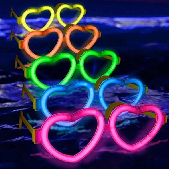 Glow Kalpli Fosforlu Gözlük 6’lı Renkli Set – Neon Parti ürün görseli 1