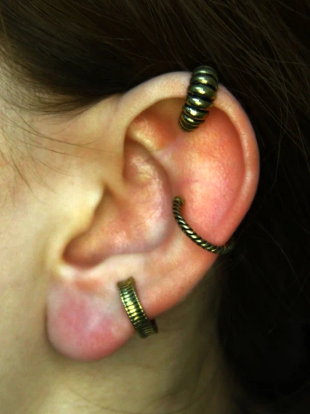 Vintage Antik 3'lü Deliksiz Ear Cuff Ayarlanabilir Kıkırdak Küpe Seti  eukk4 ürün görseli 1