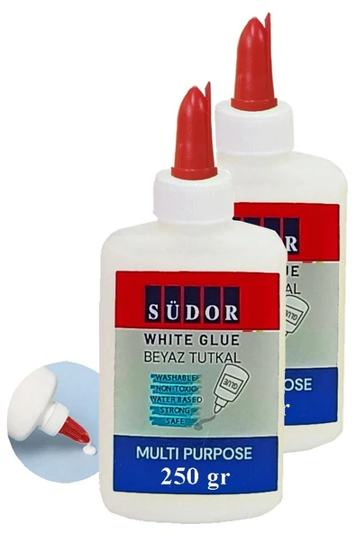 Beyaz Tutkal 250 gr 2 Adet Südor Beyaz Mobilya Tutkalı 250 gr Ahşap Tutkalı Su Bazlı Çok Amaçlı Beyaz Tutkal ürün görseli 1
