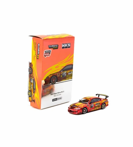 Tarmac Works HKS Hiper Silvia RS-2 Red Chrome 1/64 Model Araba ürün görseli 1