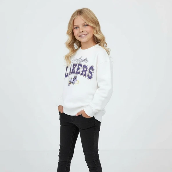 Lakers Çocuk Sweatshirt - Resim 5