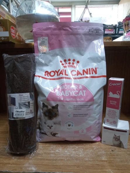Mother&Babycat Anne ve Yavru Kedi Kuru Mama 4 kg +100X30 CM TIRMALAMA HALISI+1 ADET YAVRU KEDİ MALT 100 GR+1 ADET OTOMATİK YUVARLANAN ŞARJLI KEDİ OYUN TOPU ürün görseli 1