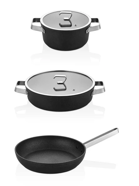 OMS Biogranit 24 cm Karnıyarık | 20 cm Derin Tencere | 26 cm Tava | İndüksiyon Tabanlı ürün görseli 1