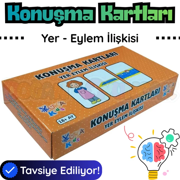 Orijinal Konuşma Kartları - Yer-Eylem İlişkisi - Çocuklar için Konuşma Etkinliği Otizim Kartları ürün görseli 1