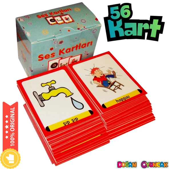 Orijinal Ses Kartları 56 Kart - Eğitici Ses Kartları Çocuklar için Ses Etkinliği Otizim Kartları ürün görseli 1