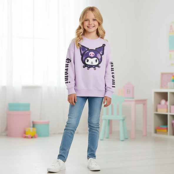 Kuromi Kız Çocuk Sweatshirt - Resim 3