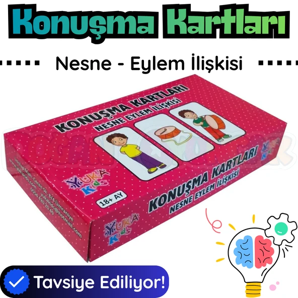Orijinal Konuşma Kartları - Nesne Eylem İlişkisi - Çocuklar için Konuşma Etkinliği Otizim Kartları ürün görseli 1