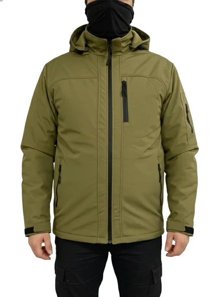 HAKİ SOFT SHELL MONT ÇİFT KAT POLARLI ürün görseli 1