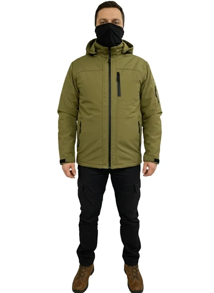HAKİ SOFT SHELL MONT ÇİFT KAT POLARLI - Resim 3