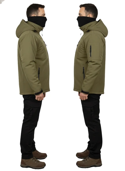 HAKİ SOFT SHELL MONT ÇİFT KAT POLARLI - Resim 2