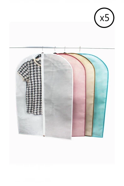 5 Adet Lüks Pencereli Elbise Kılıfı Büyük Boy 62 x 130 cm ürün görseli 1