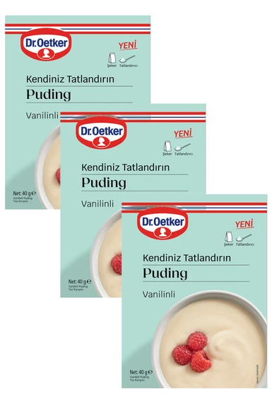 Dr. Oetker Kendiniz Tatlandırın Şekersiz Puding Vanilinli 40 gr x 3 Adet ürün görseli 1