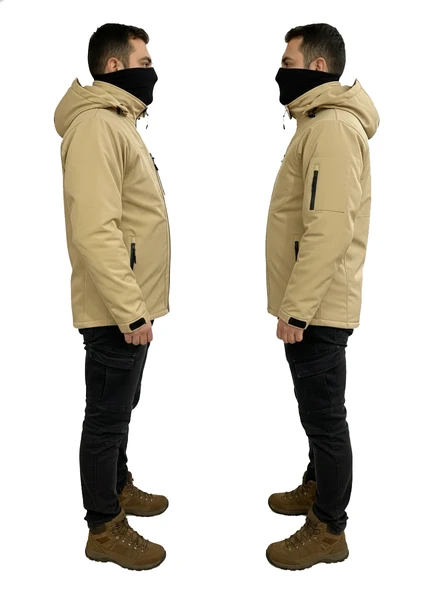 BEJ SOFT SHELL MONT ÇİFT KAT POLARLI - Resim 2