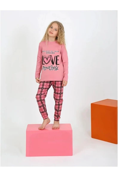 Kız Çocuk Uzun Kollu %100 Pamuklu Pijama Takımı 2/5  Yaş ürün görseli 1