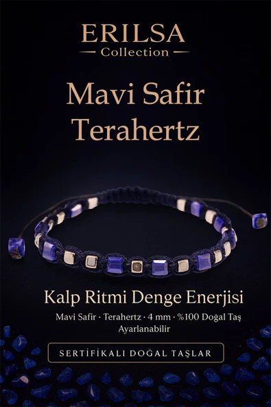 Sertifikalı Kalp Ritmi Denge Enerjisi – Mavi Safir ve Terahertz Doğal Taş 4 mm Ayarlanabilir ürün görseli 1