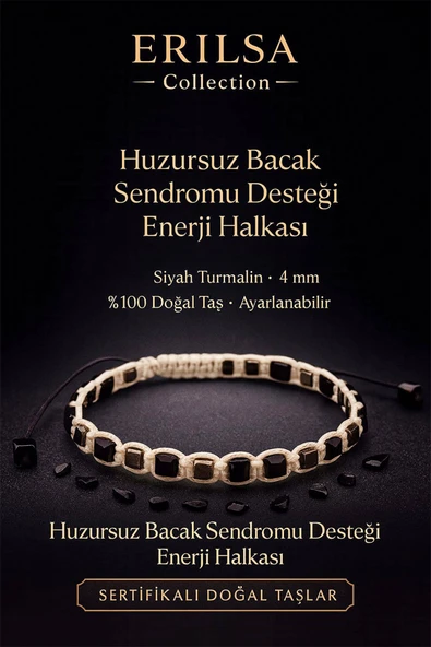 Sertifikalı Huzursuz Bacak Sendromu Destek Enerji Halkası – Siyah Turmalin Doğal Taş 4 mm ürün görseli 1