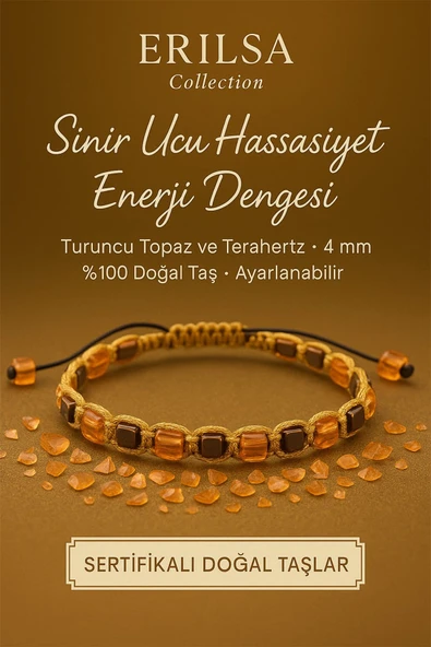 Sertifikalı Sinir Ucu Hassasiyet Enerji Dengesi Bilekliği – Turuncu Topaz ve Terahertz 4 mm ürün görseli 1