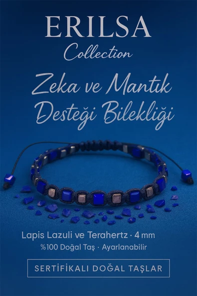 Sertifikalı Zeka ve Mantık Desteği Enerji Bilekliği – Lapis Lazuli ve Terahertz Doğal Taş 4 mm ürün görseli 1