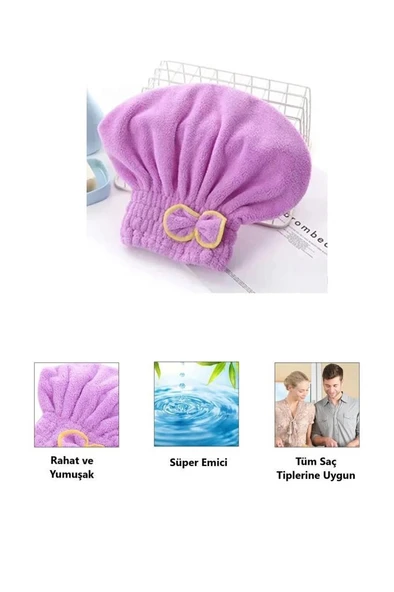 Mikrofiber Saç Kurutma Havlusu Duş Deniz Havuz Kurulama Bonesi Hızlı Saç Kurutan Havlu Bone 1 Adet ürün görseli 1