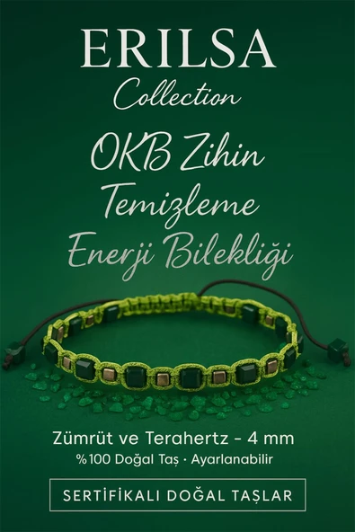 Sertifikalı OKB Zihin Temizleme Enerji Bilekliği – Zümrüt ve Terahertz Doğal Taş 4 mm Ayarlanabilir ürün görseli 1