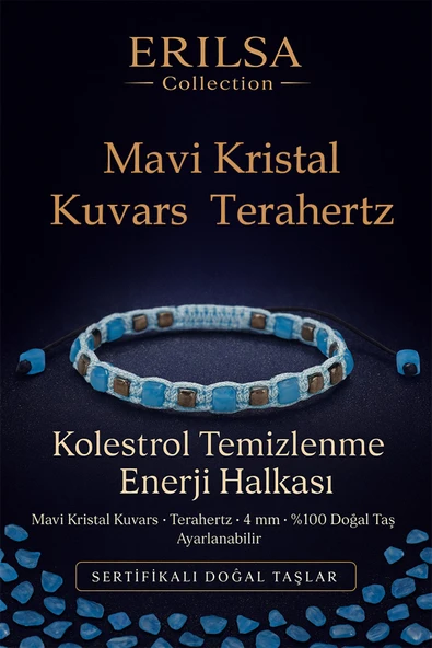 Sertifikalı Kolesterol Temizlenme Enerji Halkası – Mavi Kristal Kuvars ve Terahertz 4 mm ürün görseli 1