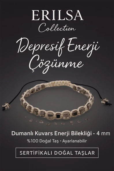Sertifikalı Depresif Enerji Çözünme Bilekliği – Dumanlı Kuvars Doğal Taş 4 mm Ayarlanabilir ürün görseli 1