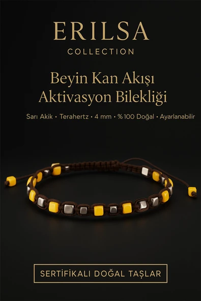 Sertifikalı Beyin Kan Akışı Aktivasyon Bilekliği – Sarı Akik ve Terahertz Doğal Taş 4 mm ürün görseli 1