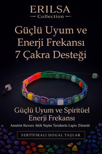 Sertifikalı Güçlü Uyum ve Spiritüel Enerji Frekansı – 7 Çakra Doğal Taş Bilekliği Ayarlanabilir ürün görseli 1