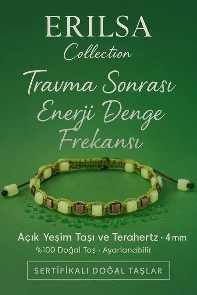 Sertifikalı Travma Sonrası Enerji Denge Frekansı Bilekliği – Açık Yeşim Taşı ve Terahertz 4 mm ürün görseli 1