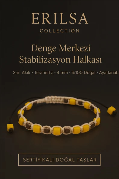 Sertifikalı Denge Merkezi Stabilizasyon Halkası – Sarı Akik ve Terahertz Doğal Taş 4 mm ürün görseli 1