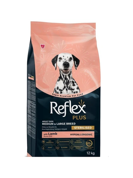 REFLEX PLUS KUZU ETLİ ORTA VE BÜYÜK IRK KISIRLAŞTIRILMIŞ YETİŞKİN KÖPEK MAMASI 12 KG ürün görseli 1