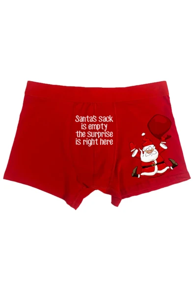 TexKid Düşen Noel Baba Tasarımlı Süpriz Çuvalda Değil Yazılı Eğlenceli Erkek Man Boxer ürün görseli 1