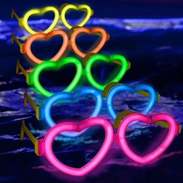 Glow Kalpli Fosforlu Gözlük 6’lı Renkli Set – Neon Parti ürün görseli 1