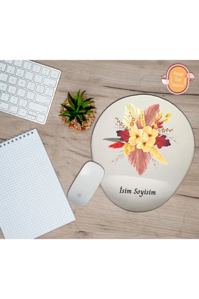 hediye kapımda Kişiye Özel Karışık Çiçek Buketi Temalı Mouse Pad Bilek Destekli ürün görseli 1