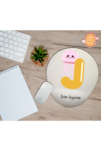 hediye kapımda Kişiye Özel Animal Harf Hayvan Temalı Mousepad Bilek Destekli J Harfi ürün görseli 1