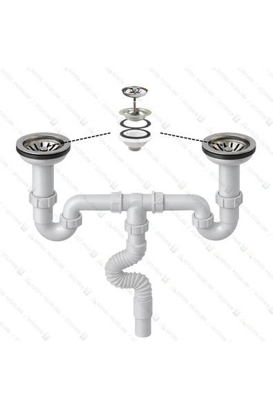 DESIPHON S Çiftli Çöpmak Sifonu 11 cm Çap Koku Önleyici Lavabo Banyo Mutfak Gider Boru Bağlantısı ürün görseli 1
