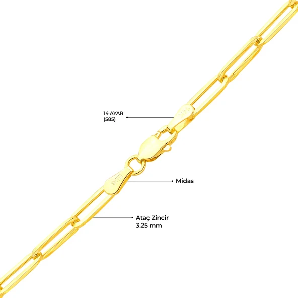 14 Ayar Paper Clip Altın Kolye - Resim 3
