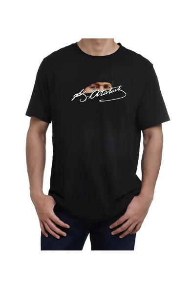 TexKid Atatürk İmzası Gazi Mustafa Kemal İmzalı Baskılı Tişört Unisex T-shirt ürün görseli 1